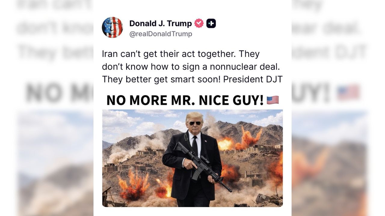 Trump publica una imagen armado y advierte a Irán: “¡Más les vale espabilar pronto!”